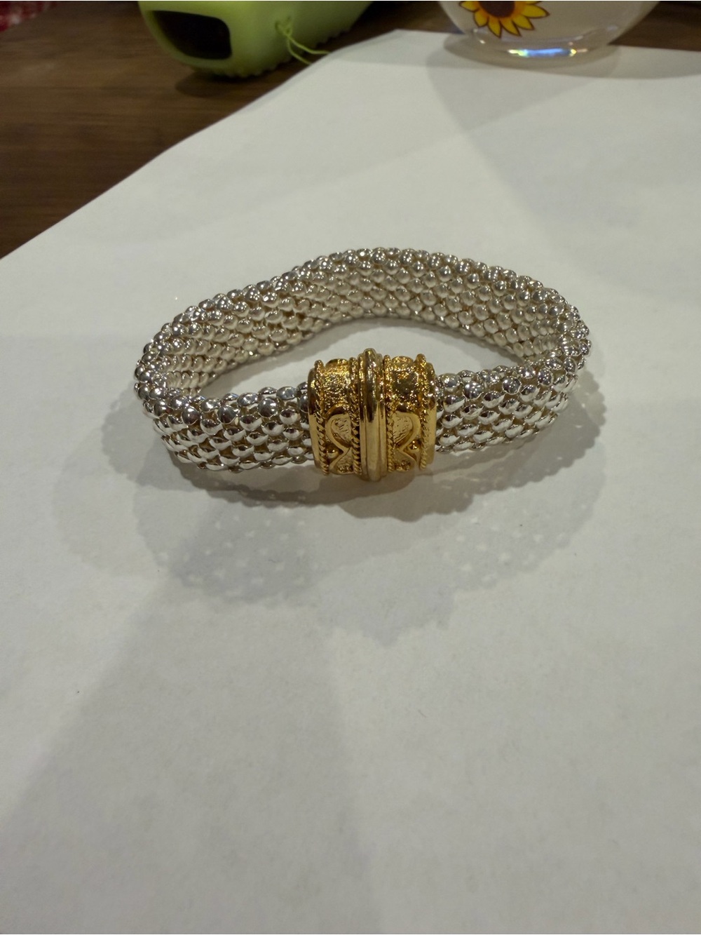 Gold & Silver Two-Tone Beaded Bracelet